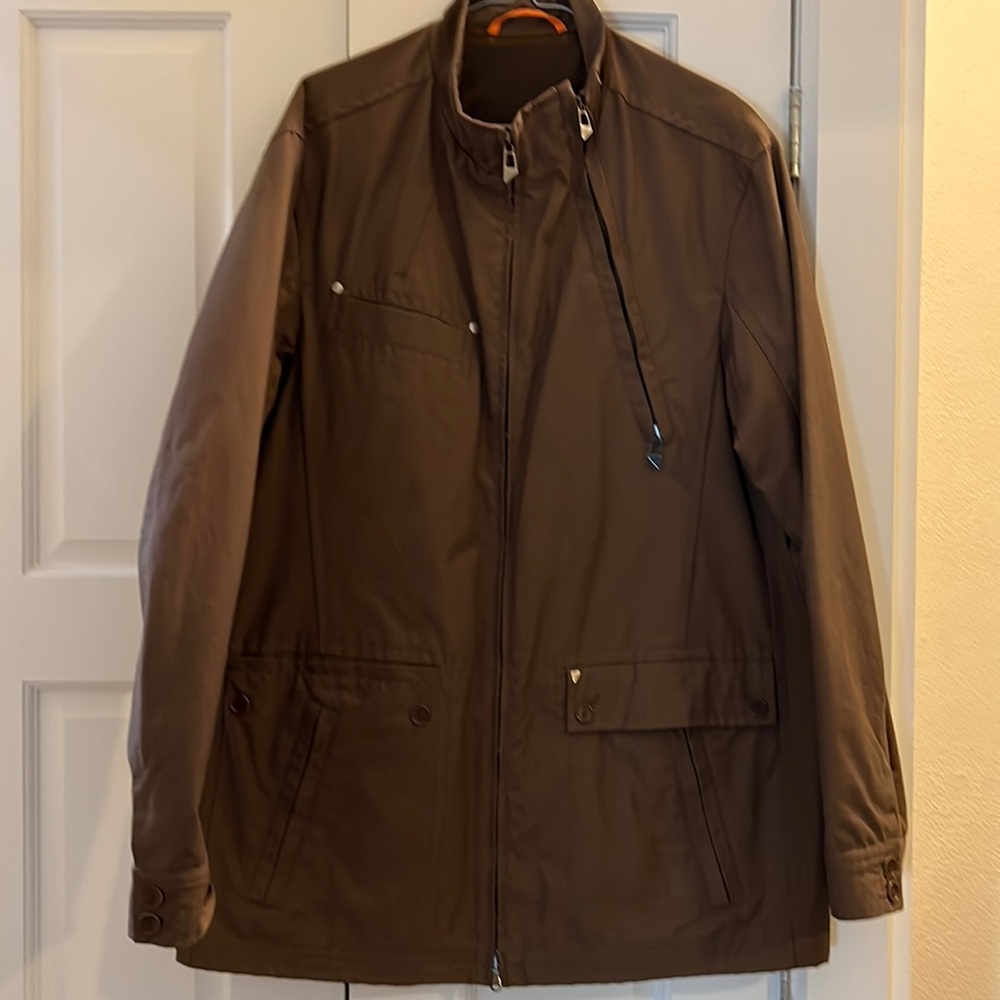 NWOT NEWMAN MADE IN FRANCE BROWN  UTILITY CARGO JACKET  SZ L MENS